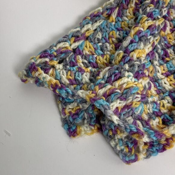 Hand Knit Bunny Lovey Multicolor Skirt Black Button Eyes Pink Nose Mouth - Picture 6 of 12